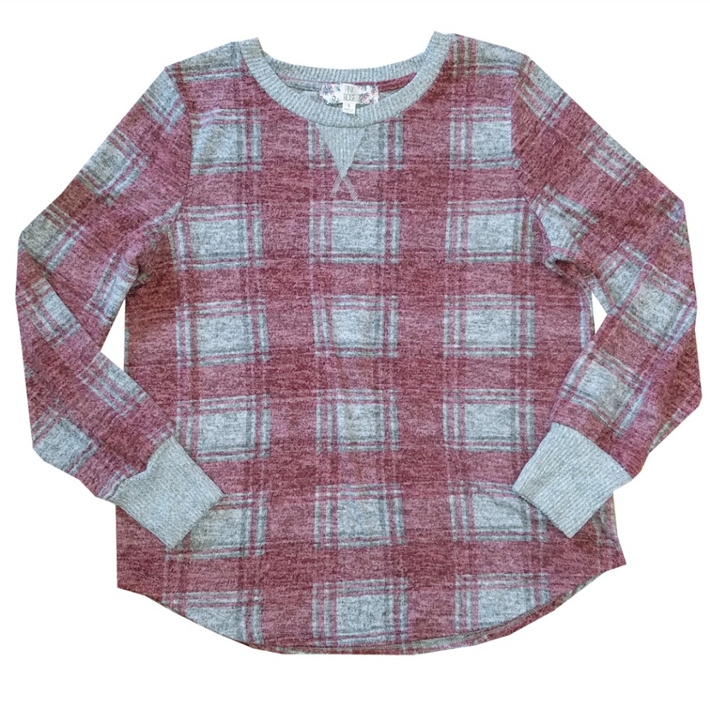 Pink Rose soft & fuzzy plaid top